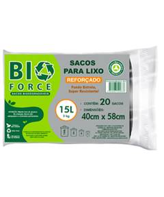 SACO P/LIXO BIO FORCE PT 15L ALM 1X20UN