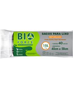 SACO P/LIXO BIO FORCE PT 15L RL 1X40UN